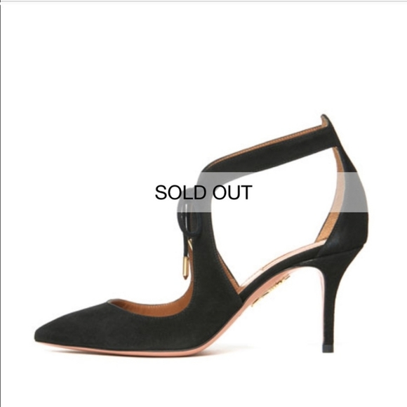 AQUAZZURA Kimi Pump 75 Black Suede Heel 3" Heel - Picture 2 of 15